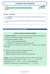 Vocabulaire des probabilités - 3ème - Brevet des collèges avec Mon Pass Maths - PDF à imprimer