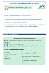 Puissances d’exposants positifs ou négatifs - 3ème - Brevet des collèges avec Mon Pass Maths - PDF à imprimer