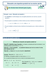 Résoudre une équation produit nul ou racine carrée - 3ème - Brevet des collèges avec Mon Pass Maths - PDF à imprimer