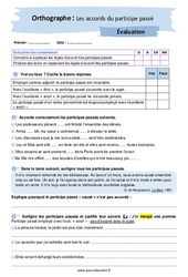 Les accords du participe passé – 4ème – Evaluation avec les corrigés - PDF à imprimer