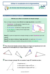 Utiliser le vocabulaire de la trigonométrie - 3ème - Brevet des collèges avec Mon Pass Maths - PDF à imprimer