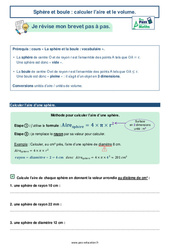 Sphère et boule : calculer l’aire et le volume - 3ème - Brevet des collèges avec Mon Pass Maths - PDF à imprimer