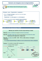 Calculer une longueur avec la trigonométrie - 3ème - Brevet des collèges avec Mon Pass Maths - PDF à imprimer