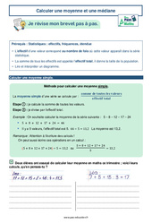 Calculer une moyenne et une médiane - 3ème - Brevet des collèges avec Mon Pass Maths - PDF à imprimer