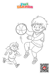 Basketball - GS - CP - CE1 - Coloriage gratuit  - PDF à imprimer