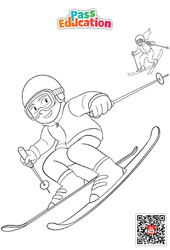 Ski et sports d'hiver - GS - CP - CE1 - Coloriage gratuit  - PDF à imprimer