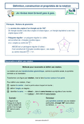 Définition, construction et propriétés de la rotation - 3ème - Brevet des collèges avec Mon Pass Maths - PDF à imprimer