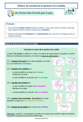 Définir et construire la section d’un solide - 3ème - Brevet des collèges avec Mon Pass Maths - PDF à imprimer