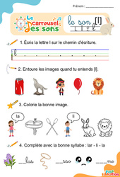 Le son [l] - GS - CP - Phonologie - Lecture -  Le carrousel des sons - PDF à imprimer