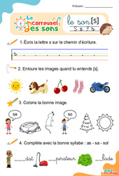 Le son [s] - GS - CP - Phonologie - Lecture -  Le carrousel des sons - PDF à imprimer