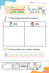 Le son [n] - GS - CP - Phonologie - Lecture -  Le carrousel des sons - PDF à imprimer