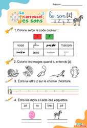 Le son [z] - GS - CP - Phonologie - Lecture -  Le carrousel des sons - PDF à imprimer