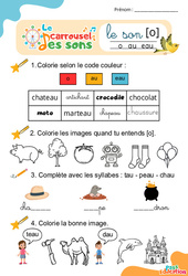 Le son [o] au eau - GS - CP - Phonologie - Lecture - Le carrousel des sons - PDF à imprimer