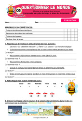 Comprendre les cycles du temps et situer les évènements - CE1 - Evaluation - Apis & ses amis - PDF à imprimer