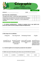 Se déplacer au quotidien en France – Cm2 – Evaluation – Miss Boussole - PDF à imprimer