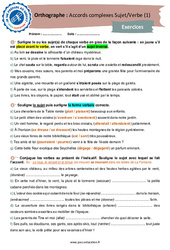 Accords complexes Sujet/Verbe (1) - 3ème - Orthographe - Je me prépare au Brevet - PDF à imprimer