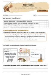 Les villes industrielles et le monde rural au XIXème siècle - CM2 – Evaluation - PDF à imprimer