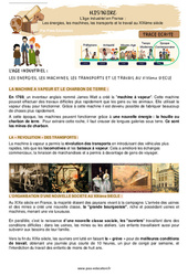 Les énergies, les machines, les transports et le travail au XIXème siècle (L’âge industriel en France) CM2 - Leçon - PDF à imprimer