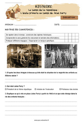 L’école primaire au temps de Jules Ferry (Le temps de la république) CM2 - Evaluation - PDF à imprimer