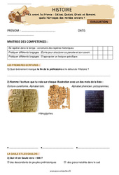 La naissance de l'Histoire. La Gaule celtique et les Gaulois CM1 - Evaluation - PDF à imprimer