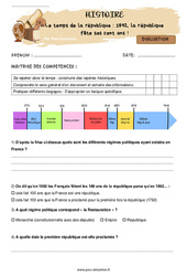 1892, la république fête ses cent ans (Le temps de la république) CM2 - Evaluation - PDF à imprimer