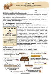 La 1ère guerre mondiale CM2 - Exercices - PDF à imprimer