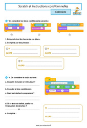 Scratch et instructions conditionnelles - 5ème - Exercices - PDF à imprimer