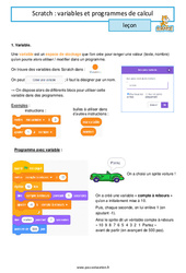 Variables et programmes de calcul - 5ème - Scratch - Séquence complète - PDF à imprimer