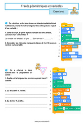 Exercice Tracés géométriques et variables - 4ème - Scratch - Exercices - PDF à imprimer