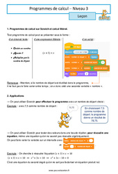 Programmes de calcul - 3ème - Scratch - Séquence complète - PDF à imprimer