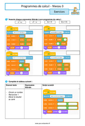 Exercice Programmes de calcul - 3ème - Scratch - Exercices - PDF à imprimer