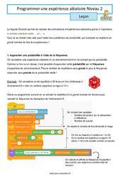 Programmer une expérience aléatoire - 3ème - Scratch - Séquence complète - PDF à imprimer