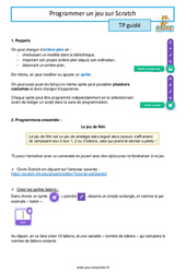 Programmer un jeu - 3ème - Scratch - PDF à imprimer