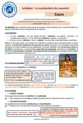 Vocabulaire du souvenir - 3ème - Lexique - Je me prépare au Brevet - PDF à imprimer