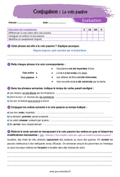 Evaluation La voix passive – 5ème – Evaluation avec la correction - PDF à imprimer