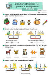 Les grammes et les kilogrammes - Ce1 - Exercices - PDF à imprimer