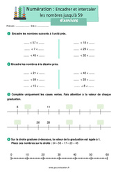 Encadrer et intercaler les nombres jusqu'à 59 - Ce1 - Exercices - PDF à imprimer