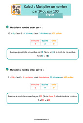 Multiplier un nombre par 10 et par 100 au Ce1 – Leçon - PDF à imprimer