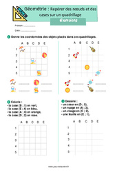 Se repérer sur les nœuds et les cases d’un quadrillage – Exercices de géométrie pour le ce1 - PDF à imprimer