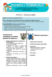 Séquence - Fiche de préparation Description du fonctionnement et de la constitution  d’objets techniques – Cm1 – Séquence + vidéo – Edith Eprouvette - PDF à imprimer