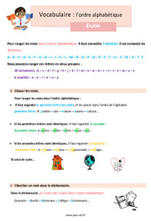 Ordre alphabétique – Leçon de vocabulaire pour le ce2 - PDF à imprimer