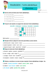 Exercice Ordre alphabétique – Exercices de vocabulaire pour le ce2 - PDF à imprimer