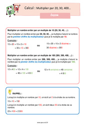 Multiplier par 20, 30, 400 - Leçon pour le CE2 - PDF à imprimer