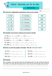 Multiplier par 20, 30, 400 - Exercices pour le CE2 - PDF à imprimer