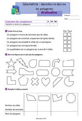 Identifier et décrire les polygones – Évaluation pour le ce2 - PDF à imprimer