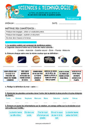 Evaluation Au sein de la voie lactée, le système solaire – Cm1 – Evaluation – Edith Eprouvette - PDF à imprimer