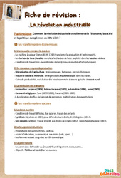 Cours et exercice : La révolution industrielle - 4ème - Fiches de révision - Cycle 4 - PDF à imprimer