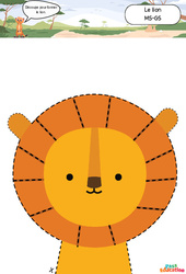 Exercice Le lion - MS - GS - Apprendre à découper - PDF à imprimer