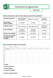 Présentation du logiciel Excel - 3ème - Exercices - Cycle 4 - PDF à imprimer