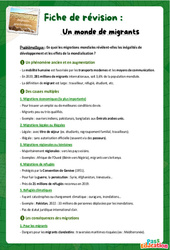 Un monde de migrants – 4ème – Fiches de révision - Cycle 4 - PDF à imprimer